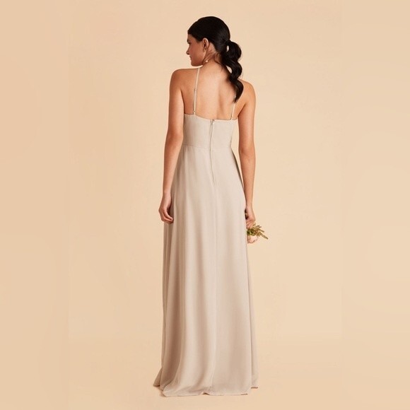 Azazie size 8 Cream Juliet Dress High Neck Halter Floor Length Bridesmaid Dress - Picture 2 of 12